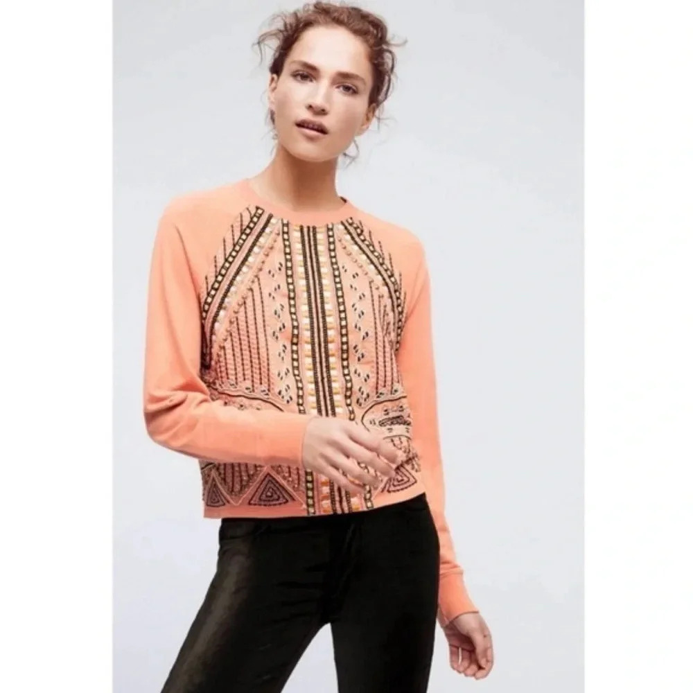 Anthropologie Akemi + Kin Embroidered sweater Size XS